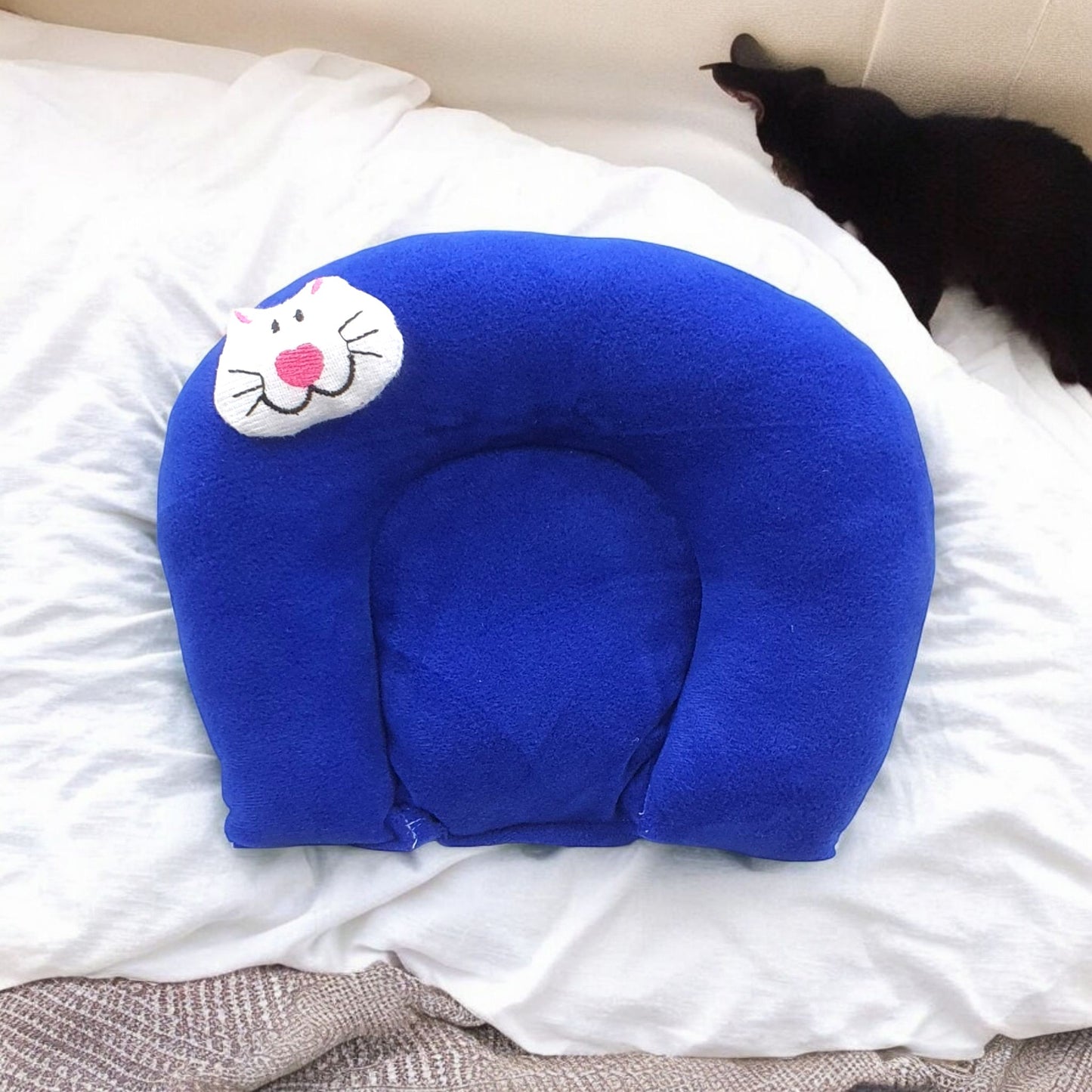 FinchGold Baby Head Support Takiya, Mustard Seeds Filling, 25 x 20.5 cm, Blue