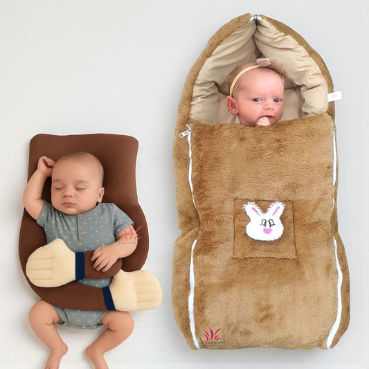 Baby Sleeping Bag for 0-6 Months with Baby Hugging Pillow Combo